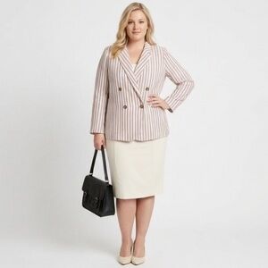 Anthropologie Dolan Anna linen/cotton blend double breasted striped blazer